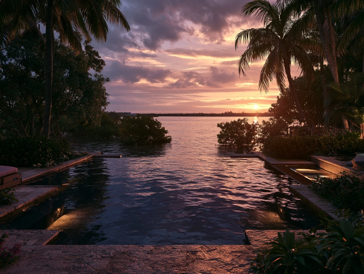 Close view of a weathered pool surface and coping in Southwest Florida light