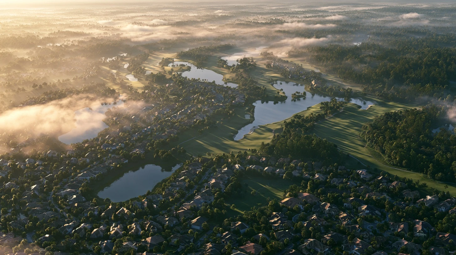 Golf course community at sunrise in Naples, Florida